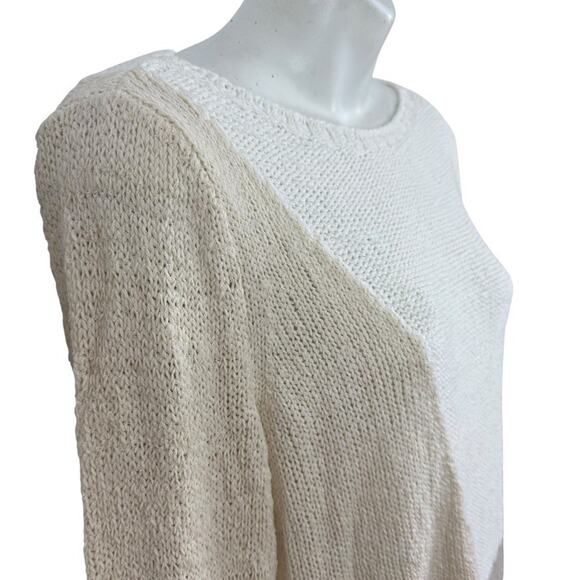 J Jill Pure Neutral White Beige Open Knit Long Sleeve Pullover Sweater sz P S - Picture 4 of 16